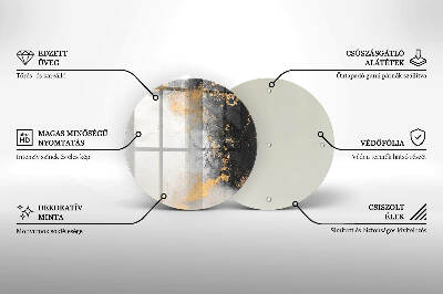 Sottobicchiere in vetro per candele tombali con motivo astratto impreziosito da dettagli dorati