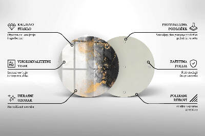 Sottobicchiere in vetro per candele tombali con motivo astratto impreziosito da dettagli dorati
