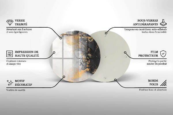 Sottobicchiere in vetro per candele tombali con motivo astratto impreziosito da dettagli dorati