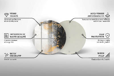 Sottobicchiere in vetro per candele tombali con motivo astratto impreziosito da dettagli dorati
