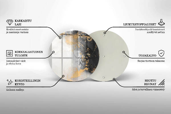 Sottobicchiere in vetro per candele tombali con motivo astratto impreziosito da dettagli dorati