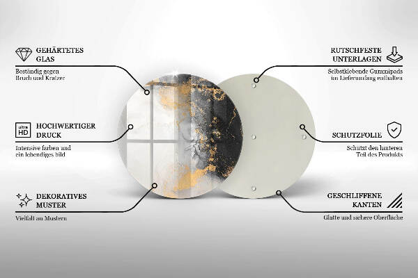 Sottobicchiere in vetro per candele tombali con motivo astratto impreziosito da dettagli dorati