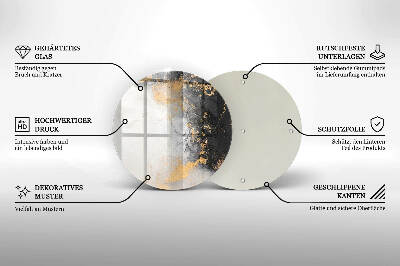 Sottobicchiere in vetro per candele tombali con motivo astratto impreziosito da dettagli dorati