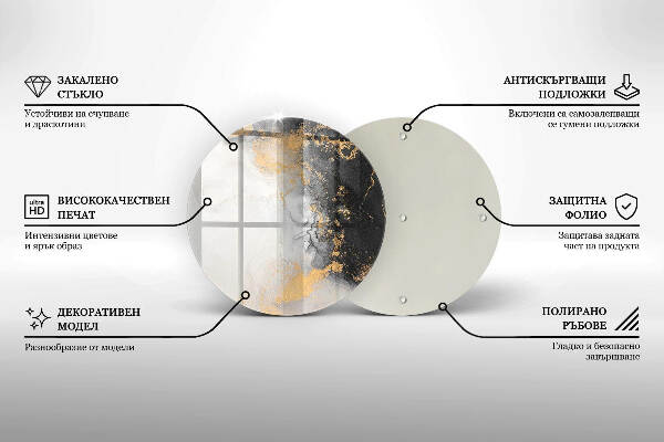 Sottobicchiere in vetro per candele tombali con motivo astratto impreziosito da dettagli dorati