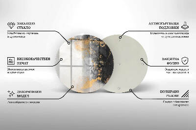 Sottobicchiere in vetro per candele tombali con motivo astratto impreziosito da dettagli dorati