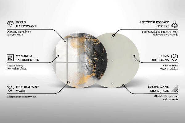 Sottobicchiere in vetro per candele tombali con motivo astratto impreziosito da dettagli dorati