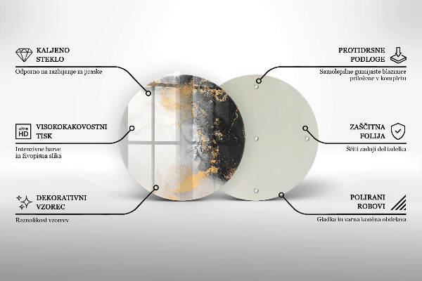 Sottobicchiere in vetro per candele tombali con motivo astratto impreziosito da dettagli dorati