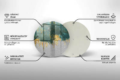 Piatto in vetro per candele con motivo astratto e dettagli dorati