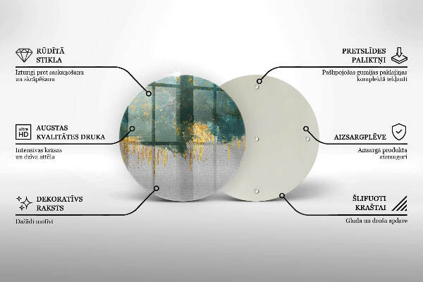 Piatto in vetro per candele con motivo astratto e dettagli dorati