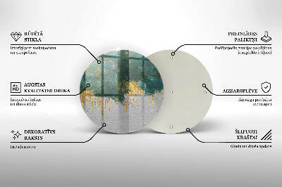 Piatto in vetro per candele con motivo astratto e dettagli dorati