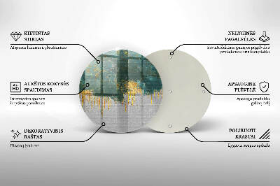 Piatto in vetro per candele con motivo astratto e dettagli dorati