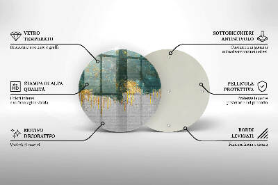 Piatto in vetro per candele con motivo astratto e dettagli dorati