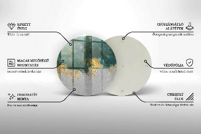 Piatto in vetro per candele con motivo astratto e dettagli dorati
