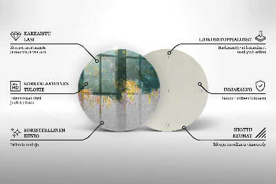 Piatto in vetro per candele con motivo astratto e dettagli dorati