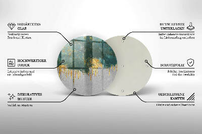 Piatto in vetro per candele con motivo astratto e dettagli dorati