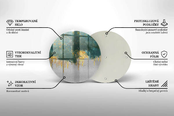 Piatto in vetro per candele con motivo astratto e dettagli dorati