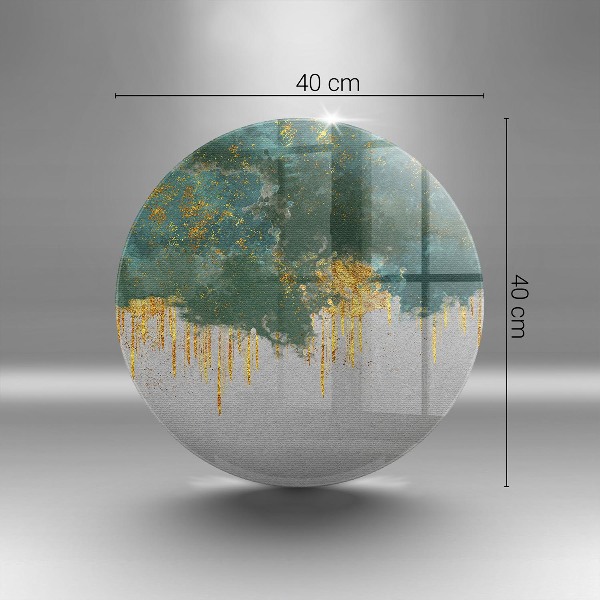 Piatto in vetro per candele con motivo astratto e dettagli dorati