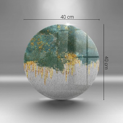 Piatto in vetro per candele con motivo astratto e dettagli dorati