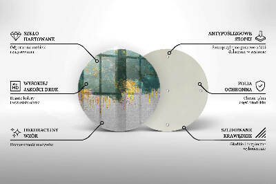 Piatto in vetro per candele con motivo astratto e dettagli dorati