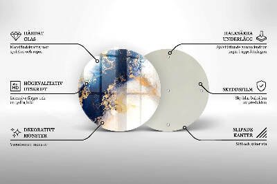 Piatto in vetro per candele con motivo astratto blu