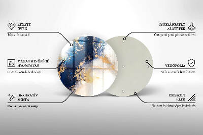 Piatto in vetro per candele con motivo astratto blu