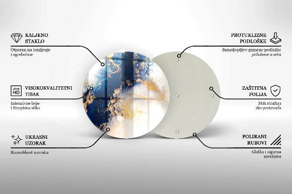 Piatto in vetro per candele con motivo astratto blu