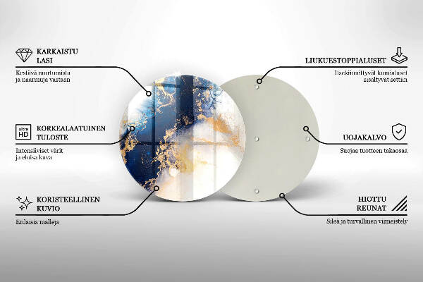 Piatto in vetro per candele con motivo astratto blu