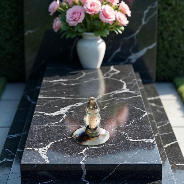 Piatto in vetro per candele con motivo astratto blu