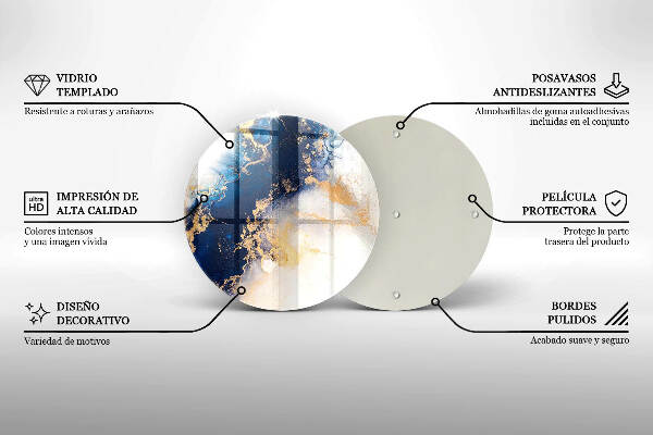 Piatto in vetro per candele con motivo astratto blu