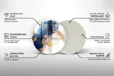 Piatto in vetro per candele con motivo astratto blu