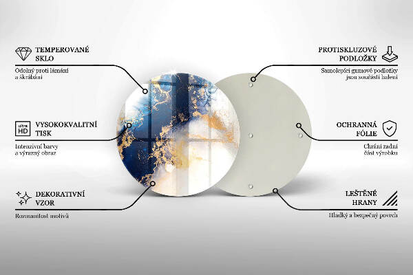 Piatto in vetro per candele con motivo astratto blu