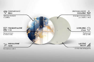 Piatto in vetro per candele con motivo astratto blu