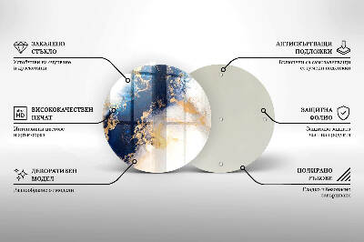 Piatto in vetro per candele con motivo astratto blu