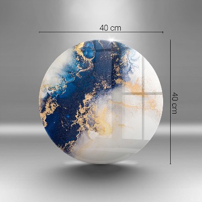 Piatto in vetro per candele con motivo astratto blu