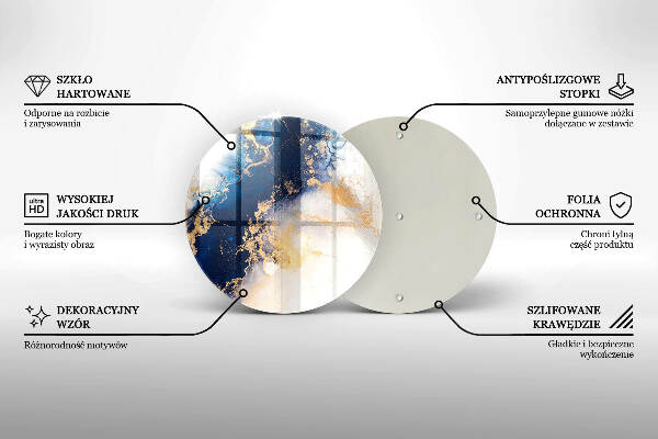 Piatto in vetro per candele con motivo astratto blu