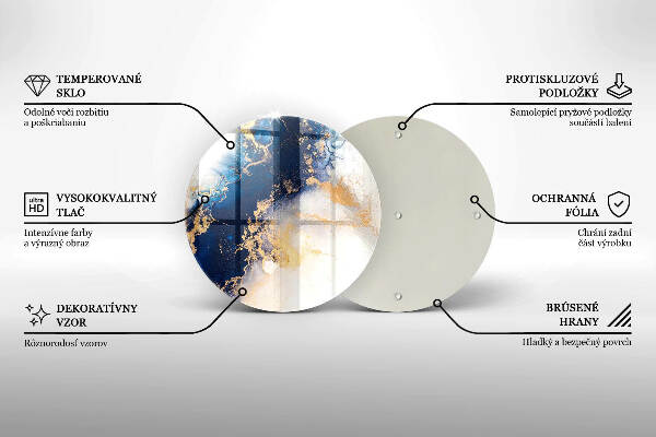 Piatto in vetro per candele con motivo astratto blu