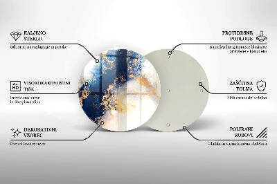 Piatto in vetro per candele con motivo astratto blu