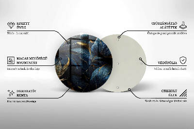 Sottobicchiere in vetro per candele tombali con motivi a foglia e dettagli dorati