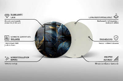 Sottobicchiere in vetro per candele tombali con motivi a foglia e dettagli dorati