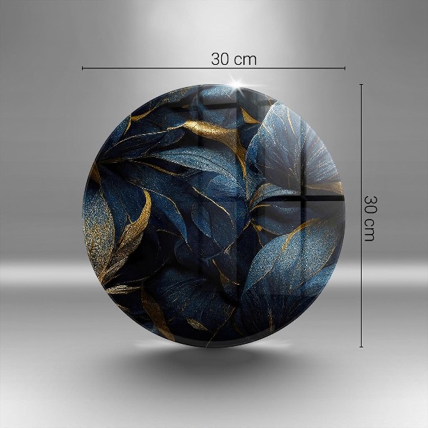 Sottobicchiere in vetro per candele tombali con motivi a foglia e dettagli dorati