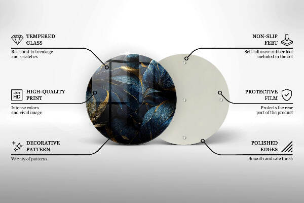 Sottobicchiere in vetro per candele tombali con motivi a foglia e dettagli dorati