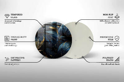 Sottobicchiere in vetro per candele tombali con motivi a foglia e dettagli dorati