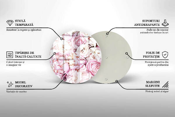 Sottobicchiere in vetro per candele tombali con decorazione a mazzo di peonie