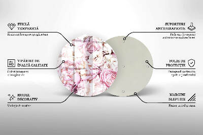 Sottobicchiere in vetro per candele tombali con decorazione a mazzo di peonie
