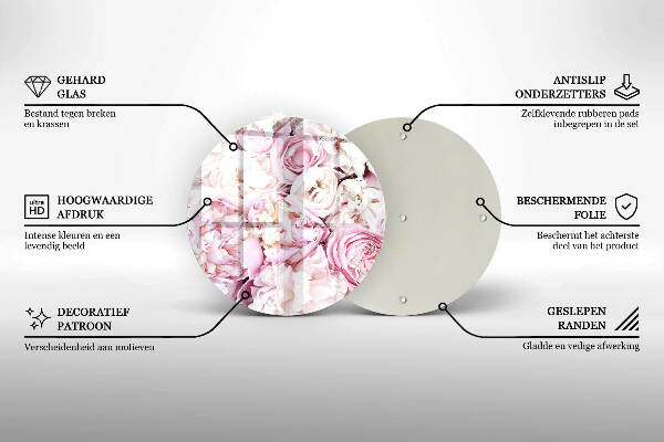 Sottobicchiere in vetro per candele tombali con decorazione a mazzo di peonie