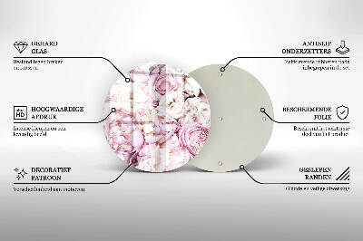 Sottobicchiere in vetro per candele tombali con decorazione a mazzo di peonie