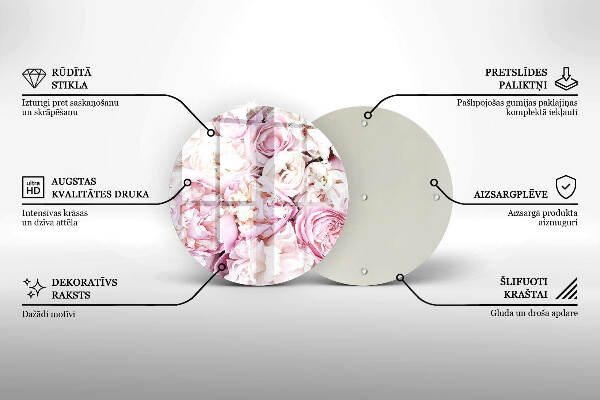 Sottobicchiere in vetro per candele tombali con decorazione a mazzo di peonie