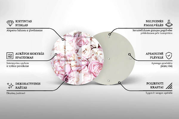 Sottobicchiere in vetro per candele tombali con decorazione a mazzo di peonie