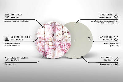 Sottobicchiere in vetro per candele tombali con decorazione a mazzo di peonie