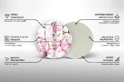 Sottobicchiere in vetro per candele tombali con decorazione a mazzo di peonie